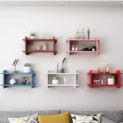 Punch-free wall shelf bookshelf partition Home TV background wall decoration storage hanging wall hanging shelf