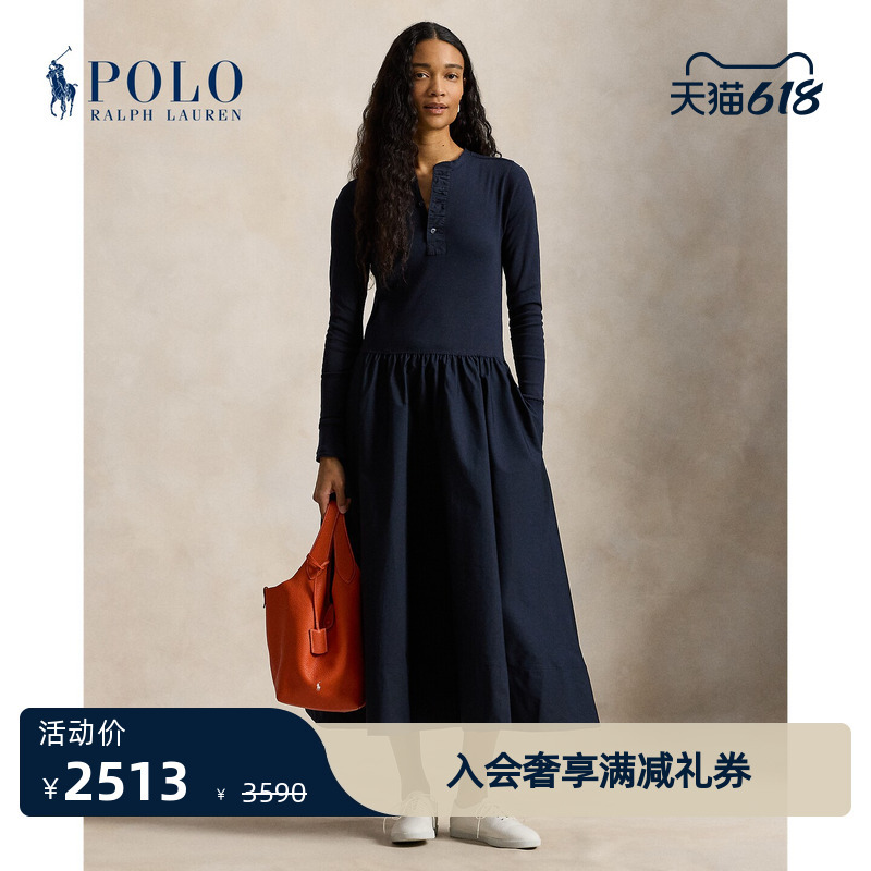 Ralph Lauren/Ralph Lauren Women's 2026 Early Spring Cotton Henley Collar Dress Rl27633