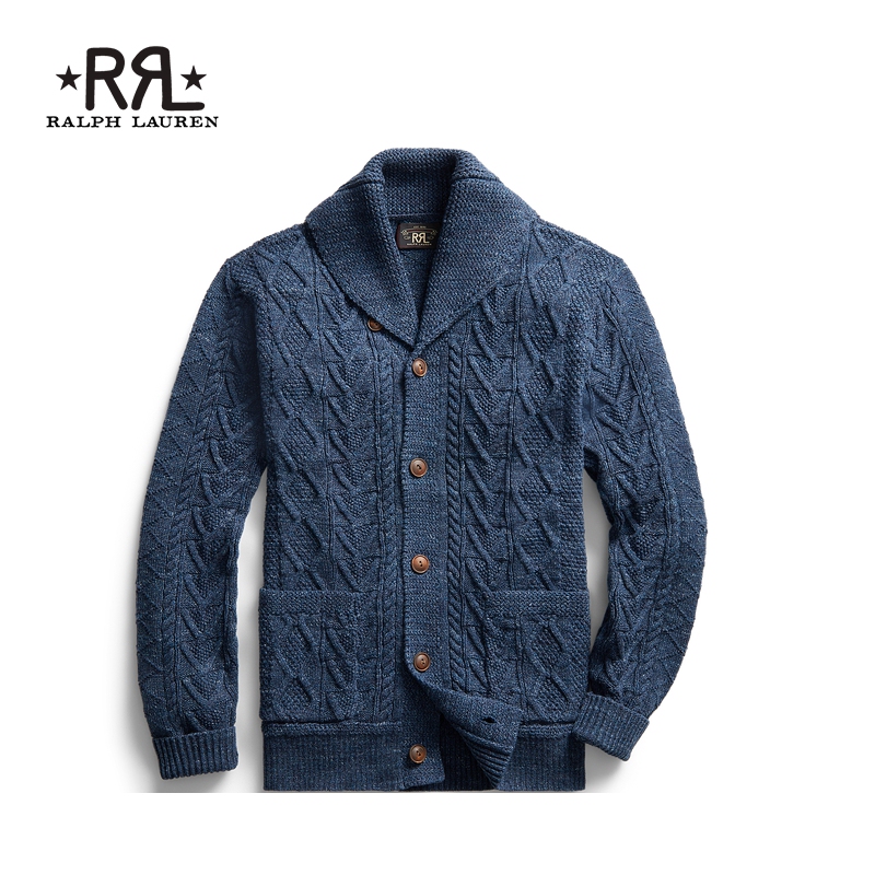 Rrl Men's Classic Aran Cotton Knit Cardigan Rl90231