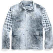 Ralph Lauren Mens Fall 24 Indigo Cotton Check Jacket Shirt RL18516
