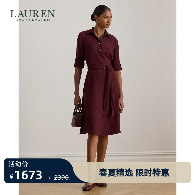 Lauren/Ralph Lauren Women's 2026 Early Spring Double-Sided Georgette Shirt Dress Rl62863