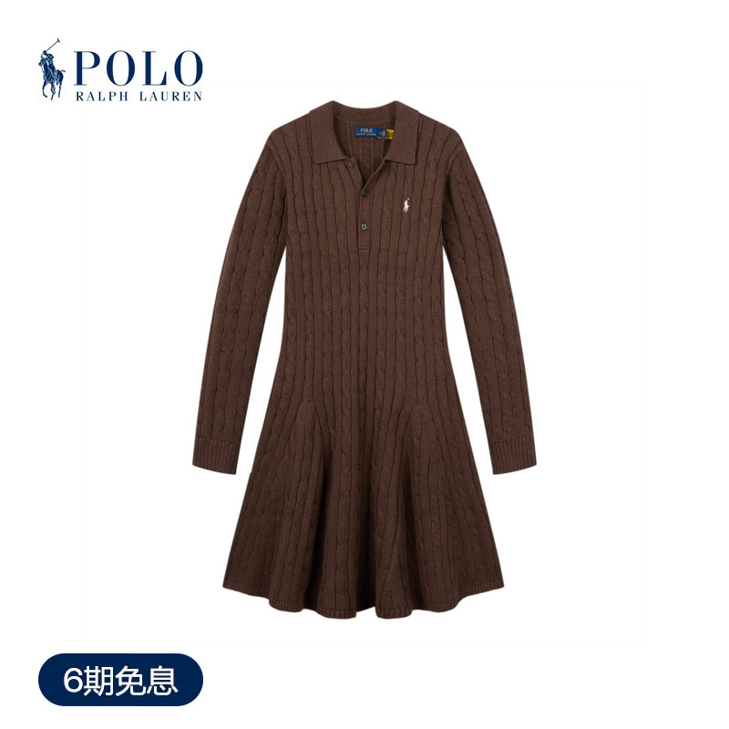 Ralph Lauren/Ralph Lauren Women's 26 Fall/Winter Cable Knit Cotton Polo Dress Rl28507