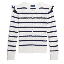 Ralph Lauren Girls Spring 24 Cable Knitted Cotton Knitted Cardigan RL41595
