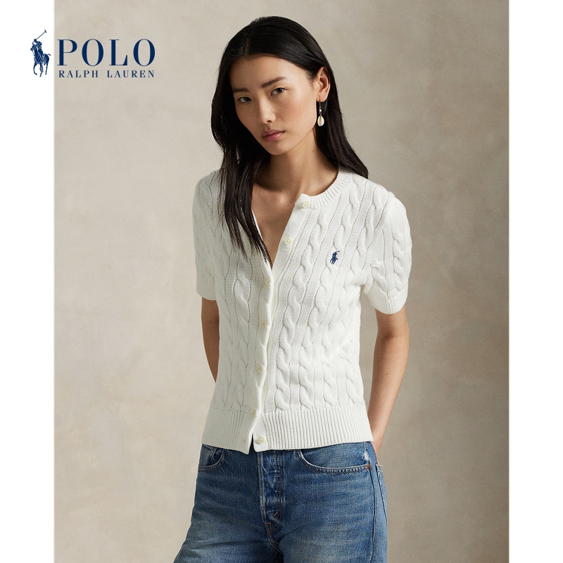 Ralph Lauren/Ralph Lauren Women's Classic Slim-Fit Cotton Short-Sleeved Knitted Cardigan