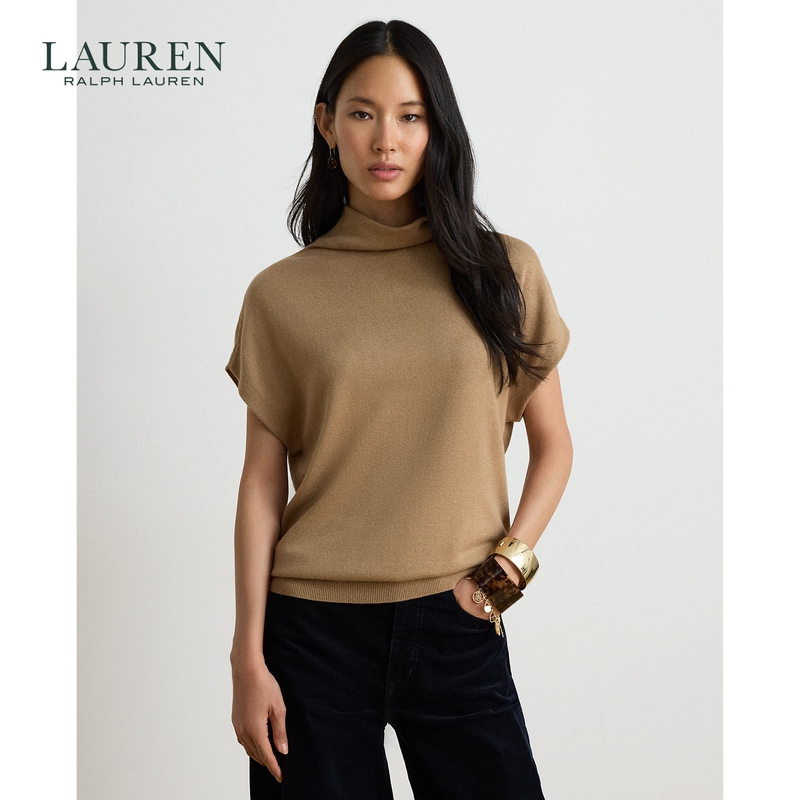 Lauren/Ralph Lauren Women's 2026 Autumn Loose Fit Half-Turtleneck Cap Sleeve Knit Sweater Rl63330 Lauren/Ralph Lauren Women's 2026 Autumn Loose Fit Half-Turtleneck Cap Sleeve Knit Sweater Rl63330