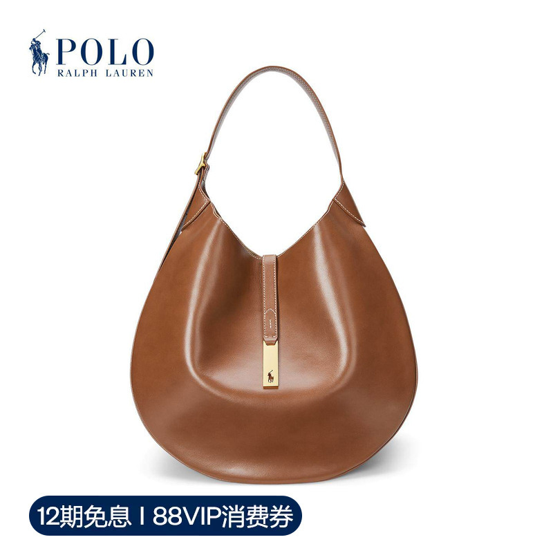 【Polo Id】Ralph Lauren/Ralph Lauren Women's Classic Leather Large Shoulder Bag