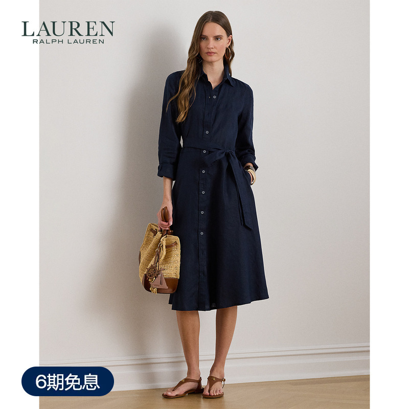 Lauren/Ralph Lauren Women's Fall 2026 Belted Linen Shirt Dress Rl63130