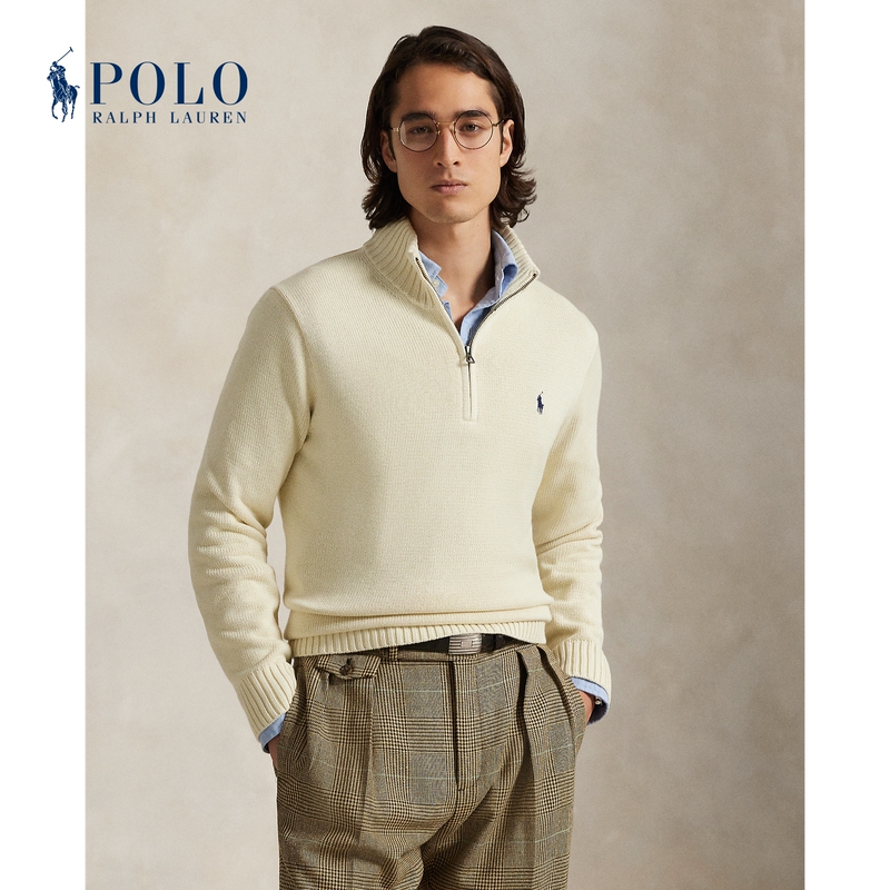 Ralph Lauren/Ralph Lauren Men's Classic Quarter-Zip Half-Turtleneck Cotton Knit Sweater