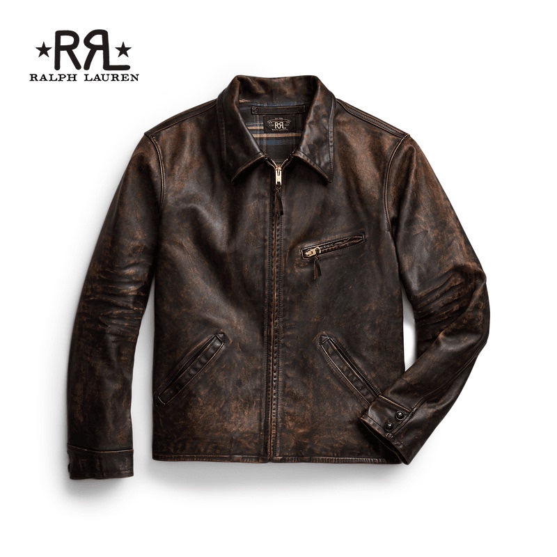 Rrl Men's Classic Leather Jacket Rl90197