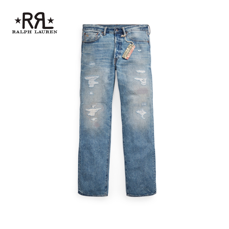 Rrl Men's Classic Clearville Straight-Fit Cotton Patch Jeans Rl94073 Rrl Men's Classic Clearville Straight-Fit Cotton Patch Jeans Rl94073