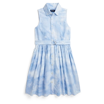 Ralph Lauren Rav Lauren Girls 24 Chun с поясом Dyed Dered Cotton Dress RL4