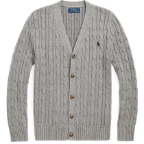 Ralph Lauren boys 24 autumn cable knitted cotton V-neck knitted cardigan RL41926