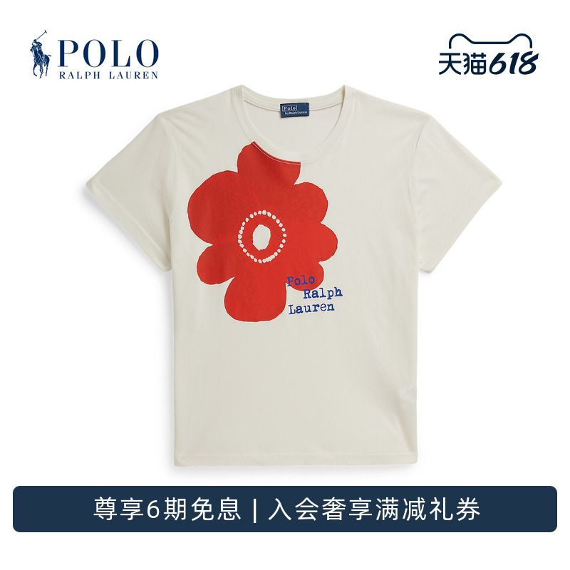 Ralph Lauren/Ralph Lauren Women's Spring 26 Slim Fit Floral Pattern T-Shirt Rl27741 Ralph Lauren/Ralph Lauren Women's Spring 26 Slim Fit Floral Pattern T-Shirt Rl27741