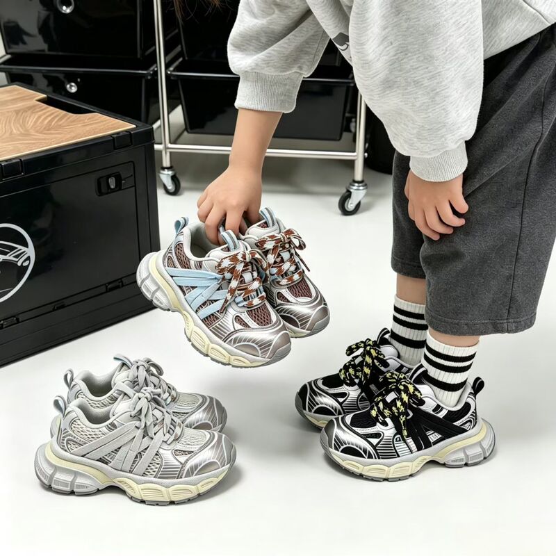 Children's Mesh Sports Shoes 2026 Spring and Autumn New Style Boys' Soft-Soled Breathable Girls' Spider-Man Stylish Dad Shoes