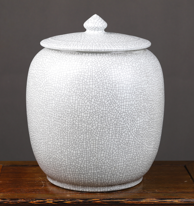 Jingdezhen barrel ricer box ceramics with cover surface oil tank household seal m tea pot moisture storage tank