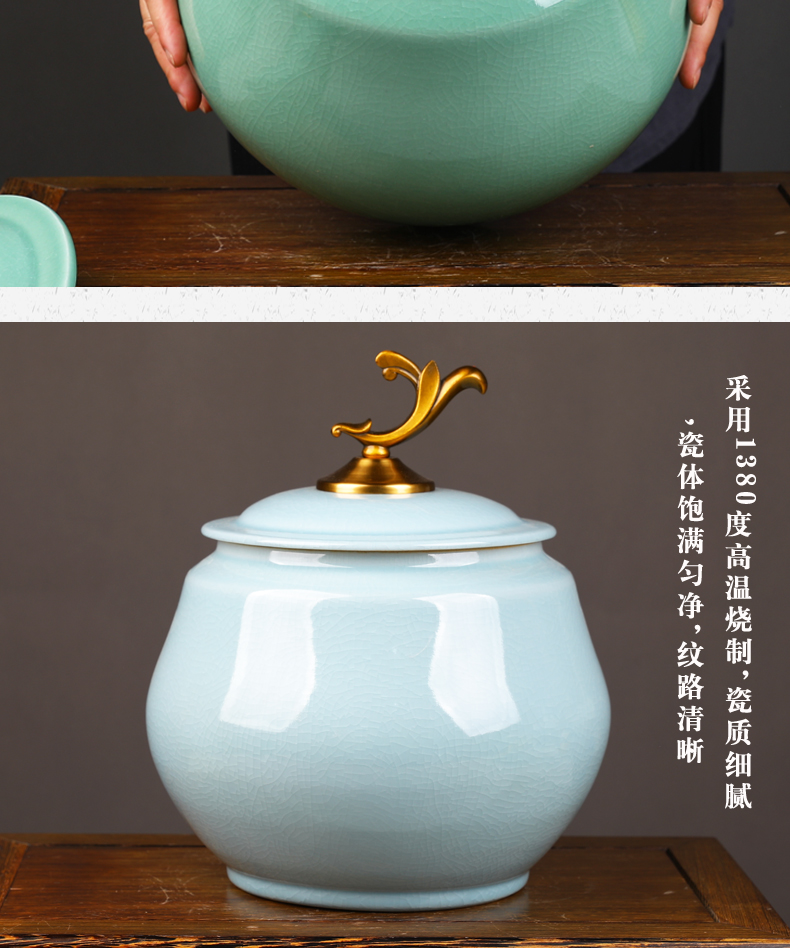 Jingdezhen ceramic barrel ricer box moistureproof insect - resistant seal storage jar with cover rice box storage oil tank m furnishing articles