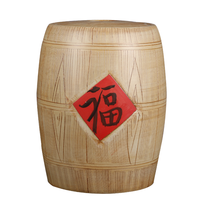 Jingdezhen ceramic barrel home 20 jins 30 jins 50 with imitation solid wood flour barrels moistureproof with cover seal storage tank