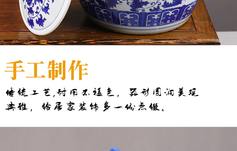 Jingdezhen ceramic barrel household 50 kg loading with cover thickening tank ricer box flour cylinder seal storage tank in the kitchen
