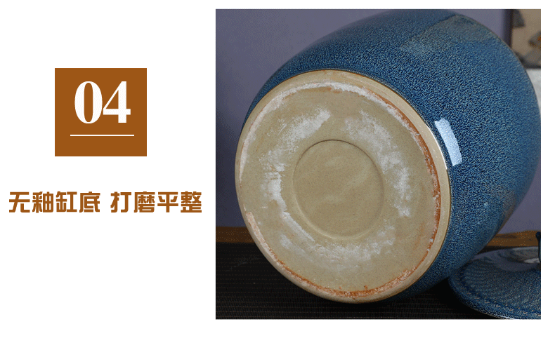 Jingdezhen ceramic barrel with cover tank 20 jins 30 jins home ricer box sealed bucket tea water storage tank meter box