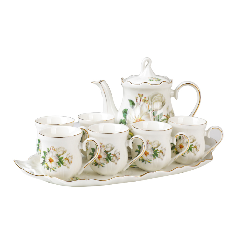 Jingdezhen tea set household Korean cold cold ceramic cups of water kettle with kettle suit heat - resistant coffee cup with pallets