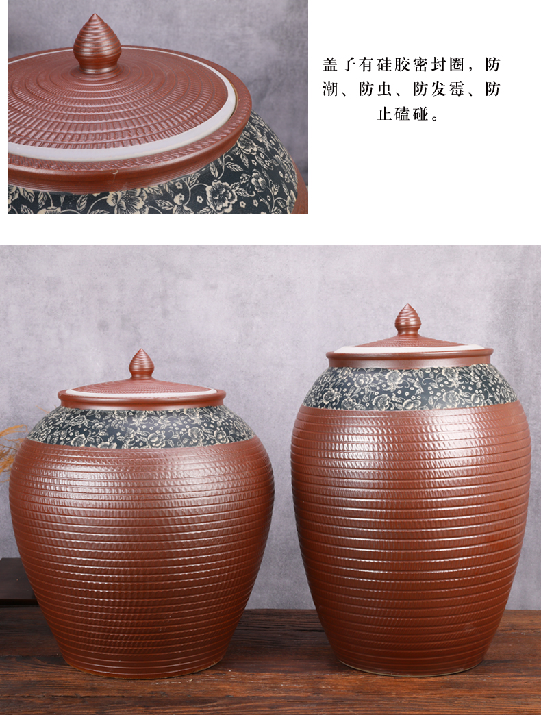 Jingdezhen ceramic barrel tank cylinder storage tank is 100 jins caddy fixings large household porcelain pot