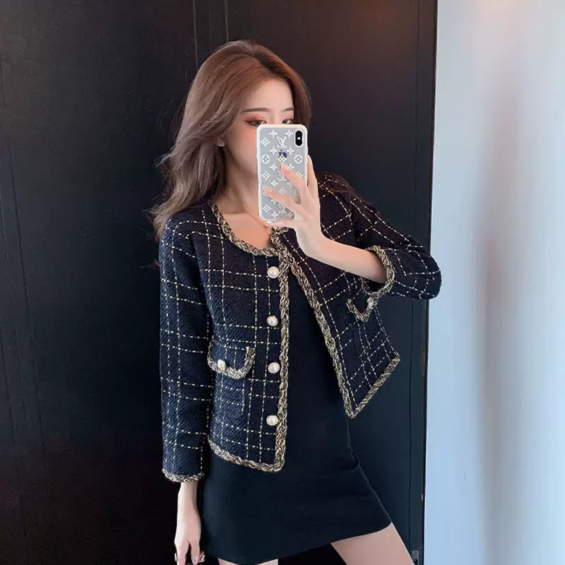 Ретро короткая весенняя куртка, кардиган, стиль Chanel, стиль Кореи, для подростков, французский стиль