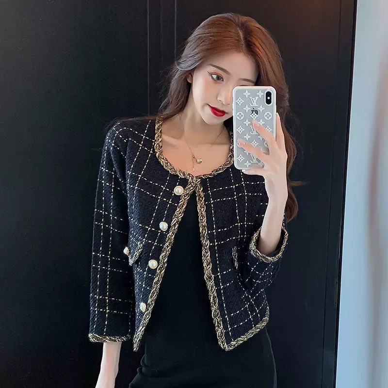 Ретро короткая весенняя куртка, кардиган, стиль Chanel, стиль Кореи, для подростков, французский стиль