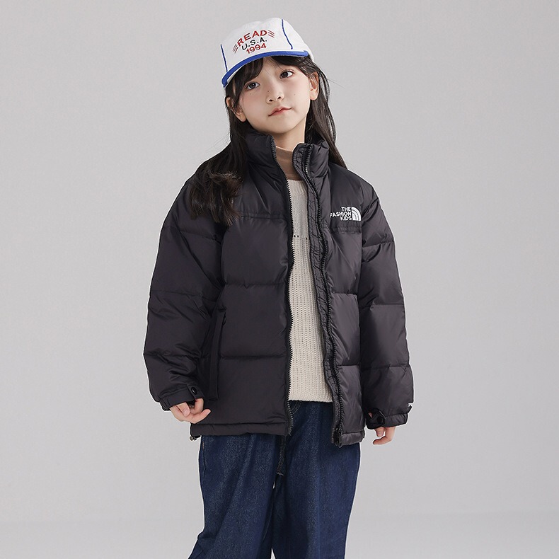 Xiahu Shijia North Face Style Children's down Jacket, Autumn and Winter, Stand Collar, Color-Blocking, Boys and Girls, Short Style, White Duck Down, Thickened