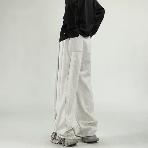 Весенние штаны, дизайнерские повседневные брюки, в американском стиле, свободный крой, тренд сезона, эластичная талия