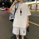 Летний трендовый спортивный тонкий комплект для отдыха, короткий рукав