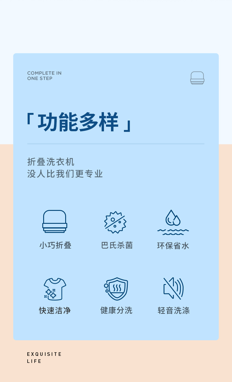 【美国极速发货】摩鱼 折叠洗衣机 小型便携内衣内裤清洗机  XPB08-F1C青春版 白色 美规款
