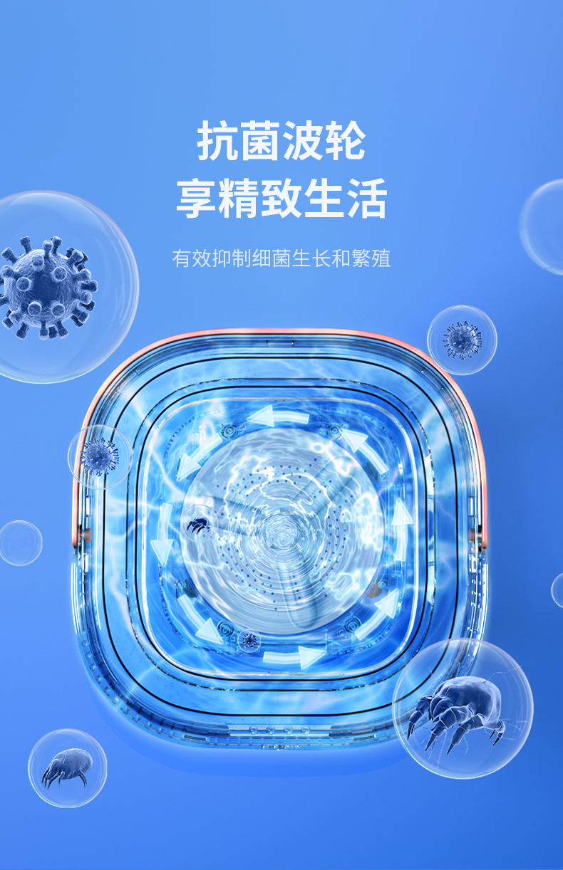 【中國直郵】摩魚 折疊洗衣機 小型便攜式內褲清洗機 XPB08-F2G 洗烘一體可瀝水款 灰白色 美規款