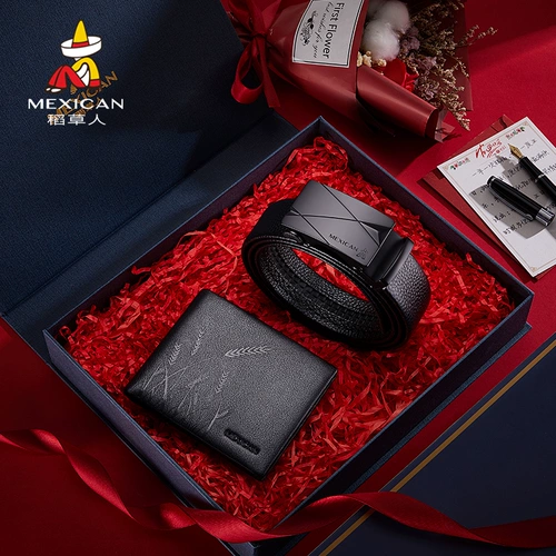 Ремень, бумажник, комплект для друга, из натуральной кожи, подарок на день рождения