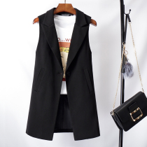 Suit vest female spring and autumn middle and long Korean version 2021 new black autumn outside suit horse clip 911