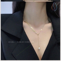 Pearl necklace fashion temperament anti-simple rose gold necklace plated 18K titanium steel H-shaped wild clavicle chain