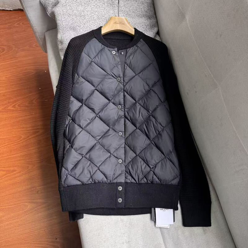 Bargain Quality Women's Autumn and Winter Lightweight Quilted Jacket, Sweater Spliced down Jacket