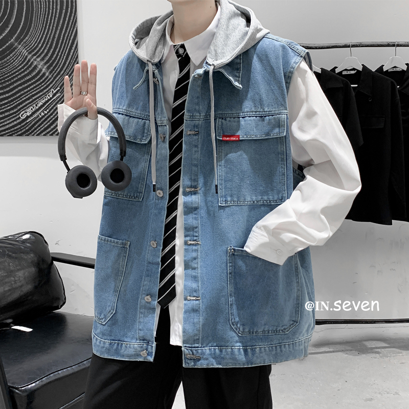 Spring and Autumn Denim Jacket Sleeveless Trendy Men's Fashion Brand Vest Coat Workwear Waistcoat Top Clothing Vest Spring and Autumn Denim Jacket Sleeveless Trendy Men's Fashion Brand Vest Coat Workwear Waistcoat Top Clothing Vest