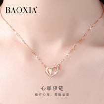 Heart-shaped necklace female summer sterling silver light luxury niche lottery gold 2021 new all-around collarbone birthday gift to girlfriend