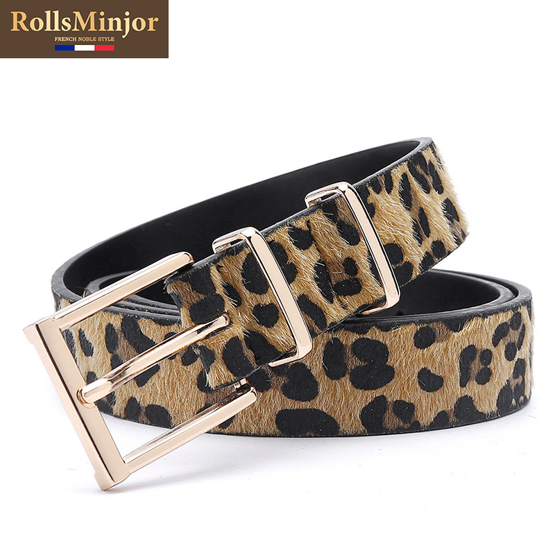 Laos Mingjue Women's Leopard Print Horsehair Belt for Dresses and Jeans, New European and American Style Women's Leather Belt, Trendy