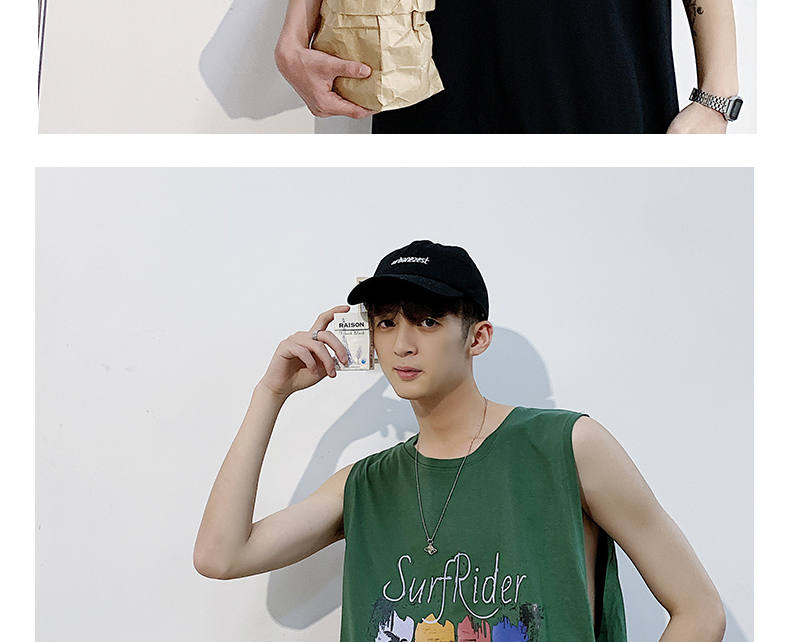 Hồng Kông gió mùa hè không tay áo thun nam xu hướng cotton lỏng sinh viên thể thao thủy triều thương hiệu in vest vai đôi vest - Áo vest cotton áo khoác ghi lê nam