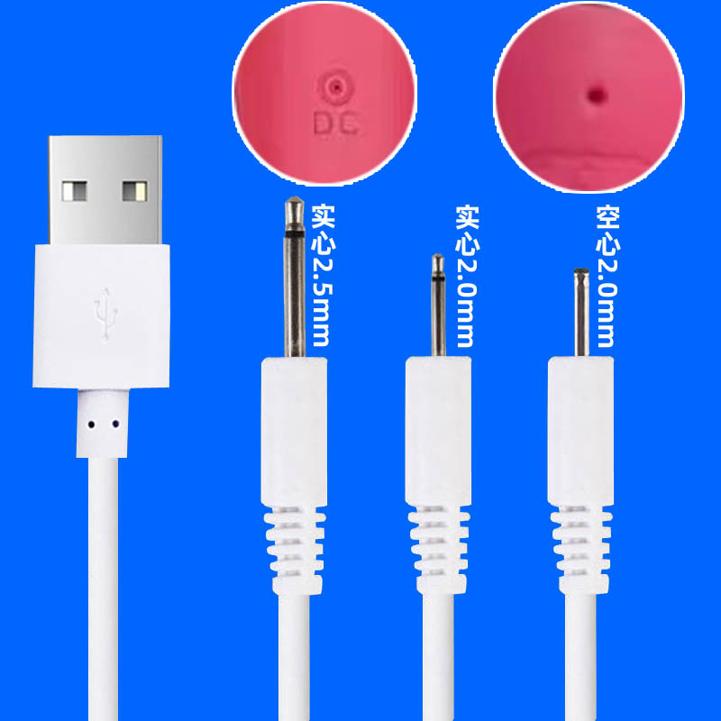 Dc Round Hole Charging Device Vibrating Universal Pin-Type 2.5 Data Cable Adult Products Special 3-Piece Charging Cable Set