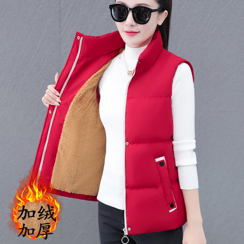 Down Cotton Vest for Women, 2025 Autumn and Winter New Style, Women's Fleece-Lined Vest, Women's Winter Outerwear Vest