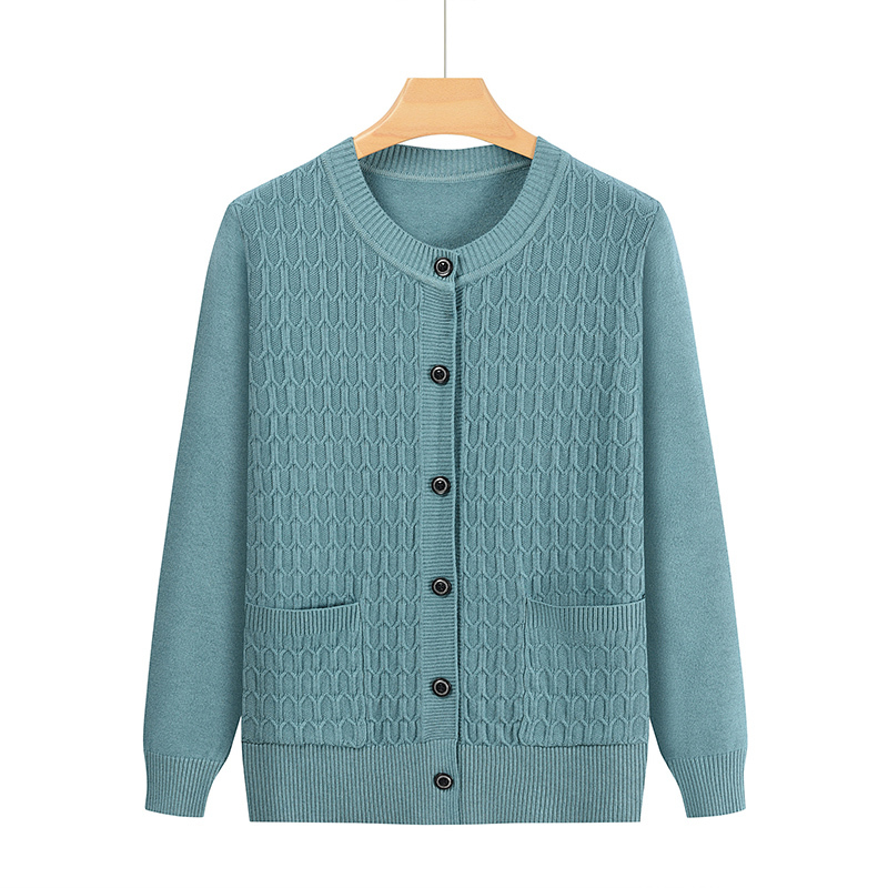 Middle-Aged and Elderly Women's Sweater Cardigan, Spring and Autumn Mother's Clothing, Knitted Small Cardigan Jacket, Casual Top Cardigan