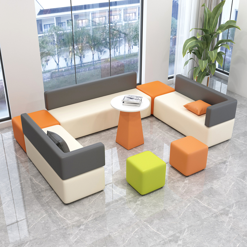 Office Training Institution Reception Front Desk Waiting Rest Area Negotiation Reception Creative Special-Shaped Combination Coffee Table Sofa