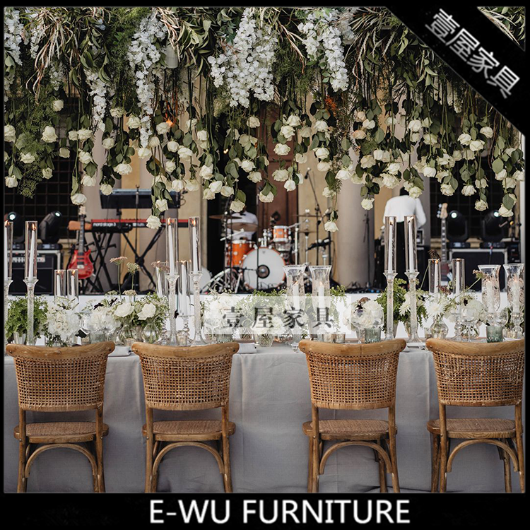 Garden Dining Chair Vine Choreography Backrest Solid Wood Chair Outdoor Sen Dining Room Leaning Back Chair American Countryside Style Chair