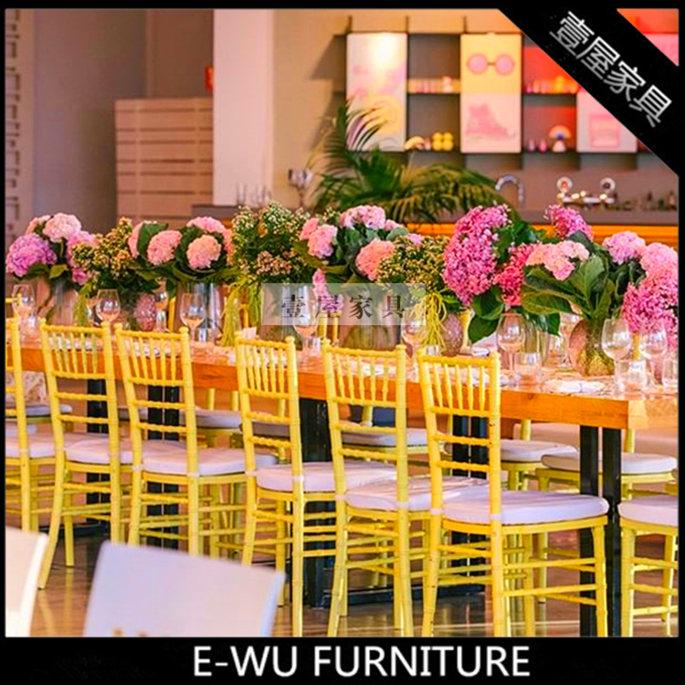 Themed Dining Room Chair Birthday Party Banquet Arrangement Creative Dining Chair Yellow Custom Solid Wood Bamboo Festival Chair
