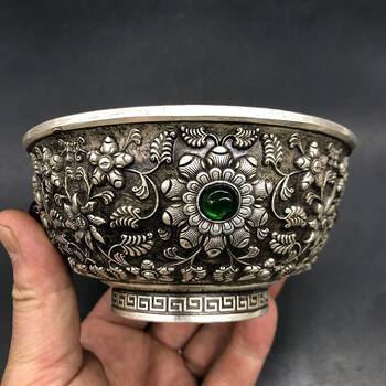 Antiques and miscellaneous collections, antique qing dynasty qianlong year relief flower bowls, home arts and crafts ornaments