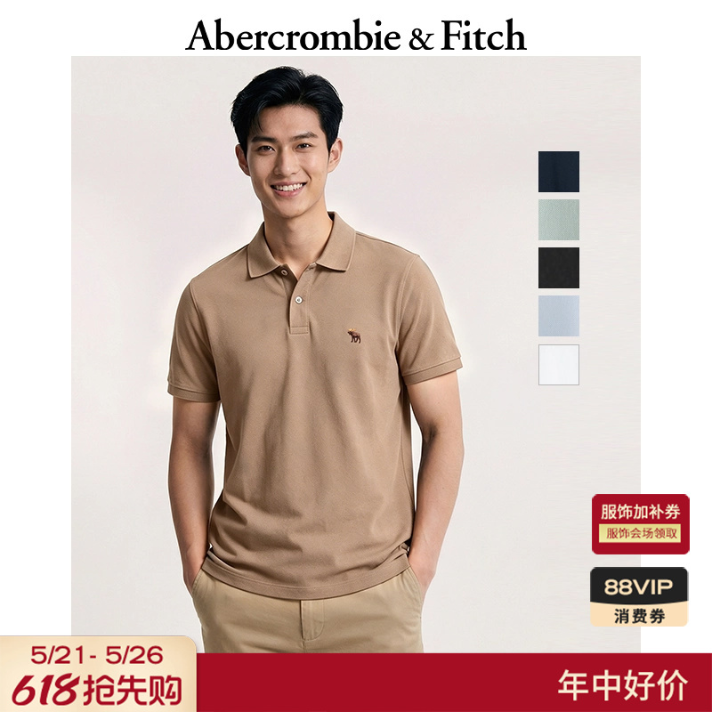 Af Classic Little Elk Pattern American Retro Versatile Short-Sleeved Polo Shirt 26 Spring and Summer Men's Clothing 124-6035