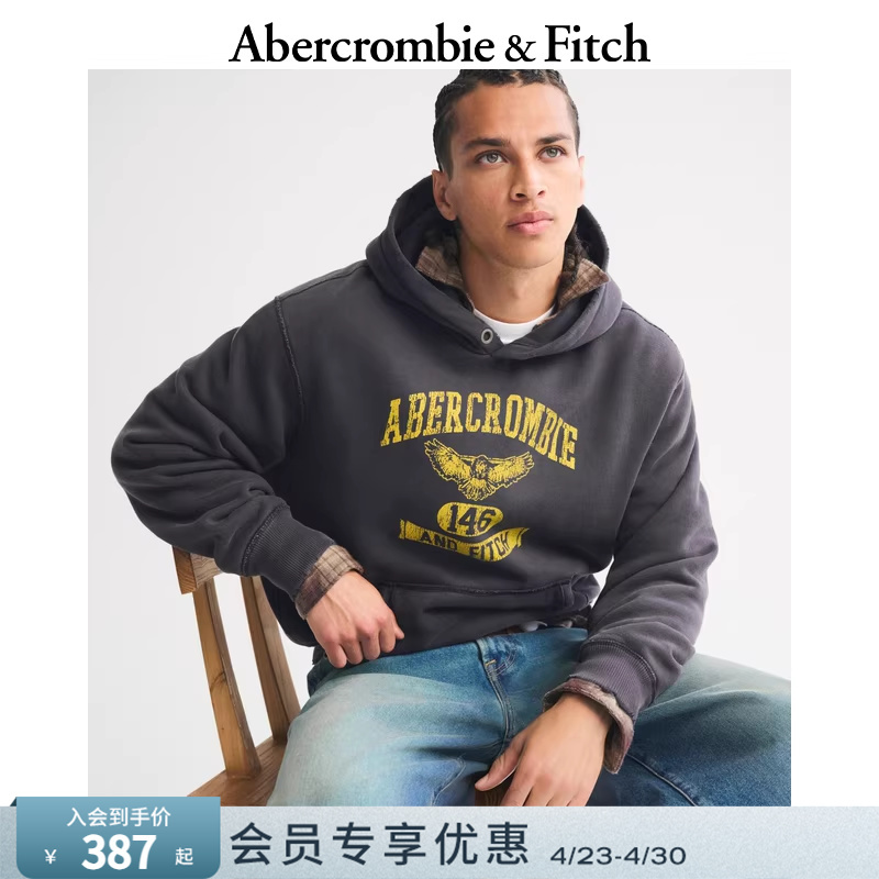 [Classic Replica] Af American Retro Fashion Fleece Logo Hooded Sweatshirt 25 Winter Men's Clothing 122-5818