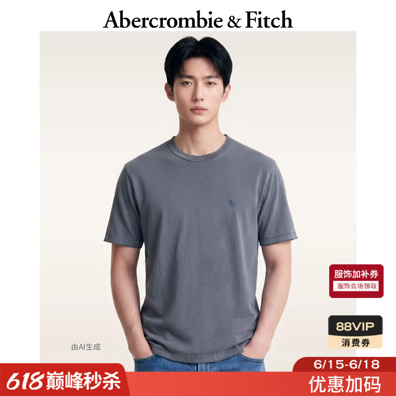 Af Classic Little Elk Pattern Couple's Blue Multi-Color Pure Cotton Short-Sleeved T-Shirt 26 Summer Men's Clothing 124-6180